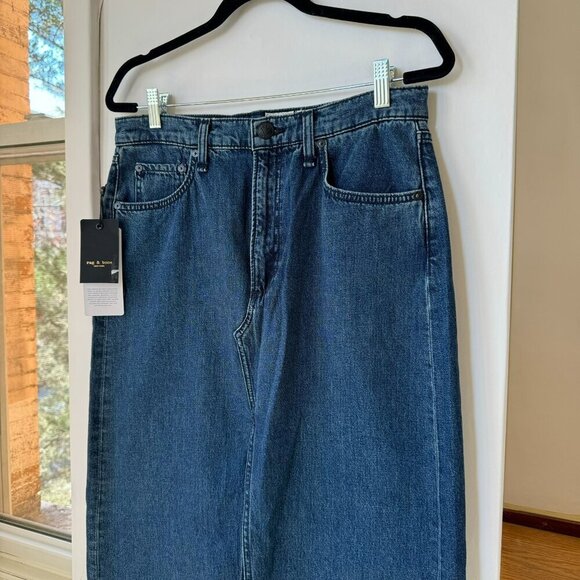 NWT Rag & Bone Avery Maxi Skirt Jean Japan Kaihara Denim Ari Blue Dark Wash 27 - Picture 10 of 14